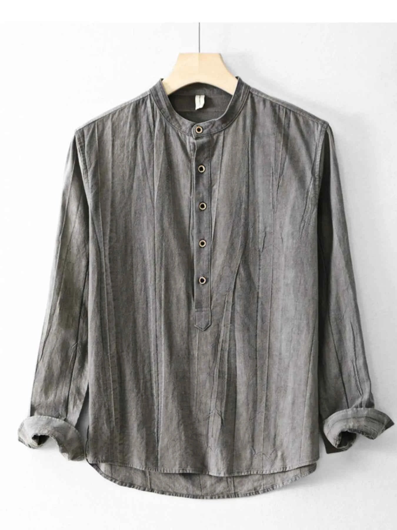 Men's Plus Size Button Front Long Sleeve Blouse